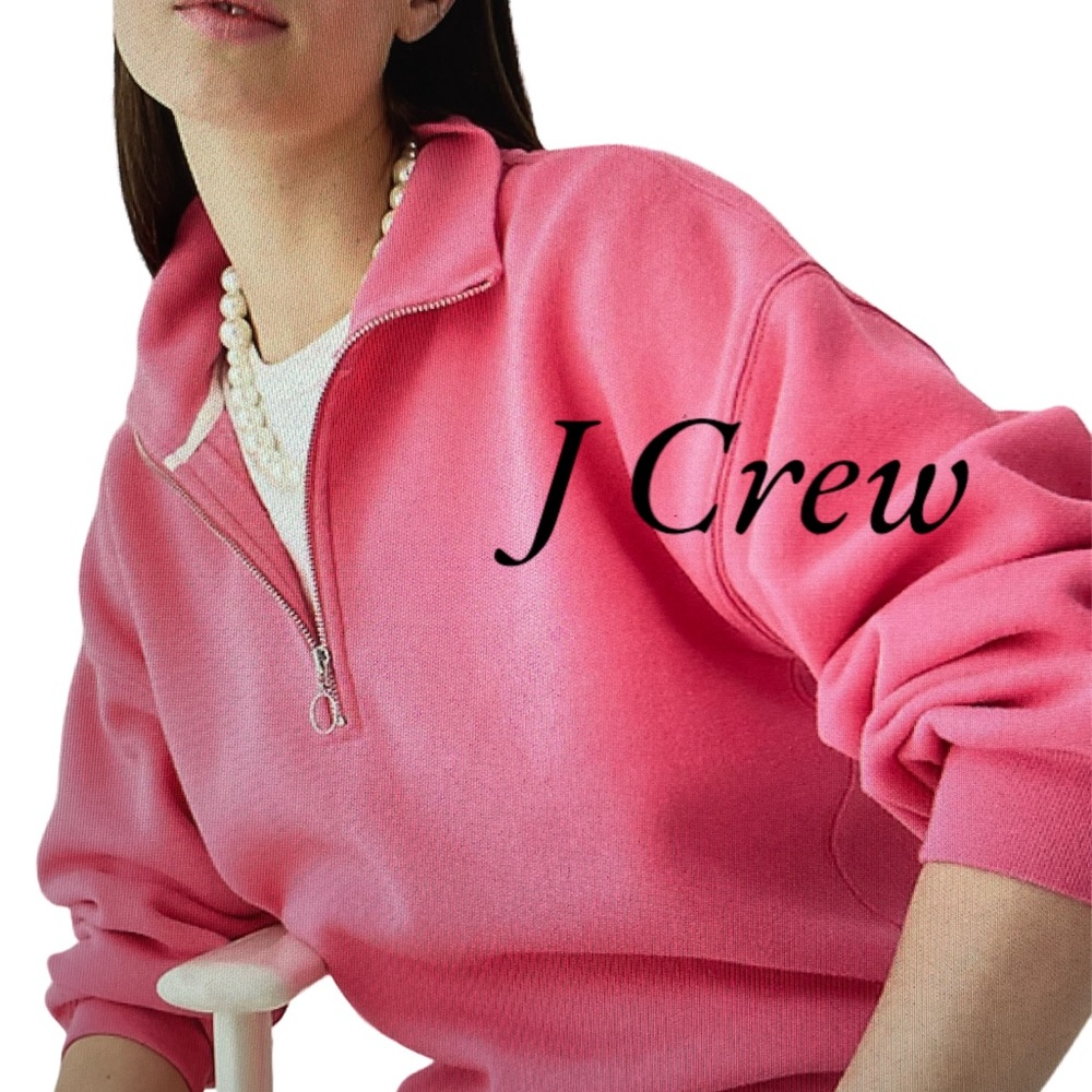 J Crew Heritage Fleece Half Zip Sweatshirt NWOT